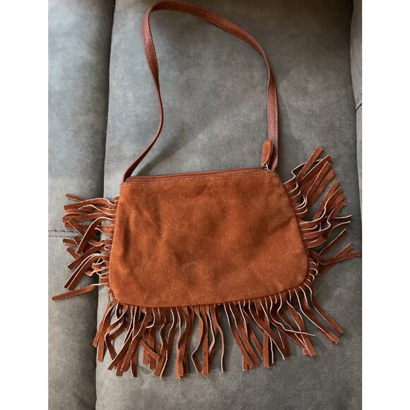 Unbranded Handbags - Handbag Leather Suede Shoulder Fringe Boho Bag Purse